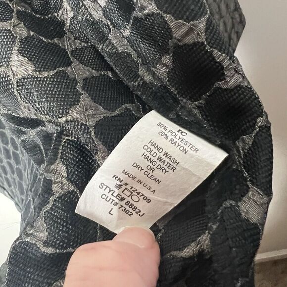 IC by Connie K Jacket Womens Large Black Metallic Textured Open Artsy Flip Cuff - Picture 6 of 11